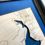 Spirit Lake with Roads, Idaho Custom Engraved 3-D Wood Map Wall Hanging