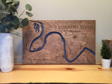 Current River, Missouri Custom Engraved 3-D Wood Map Wall Hanging