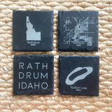 Set of 4 Rathdrum, Idaho Slate Coasters