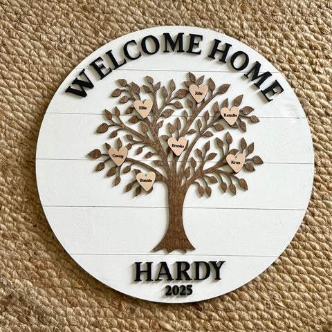 Family Tree 3-D Family Name Sign 12"- 36" Round