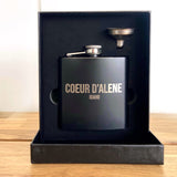 6oz Coeur d’Alene Stainless Steel Flask - personalized engraved flask