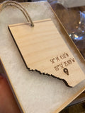 Alberta Canada Wood Christmas Ornament