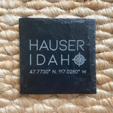 GPS Coordinates - Hauser, Idaho Slate Coaster