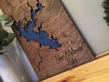New Melones Lake, California Custom Engraved 3-D Wood Map Wall Hanging