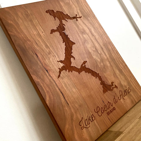 In Stock - 9x12” Cherrywood Lake Coeur d’Alene Cutting Board