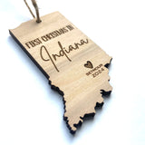 Indiana Wood Christmas Ornament - First Christmas in Indiana