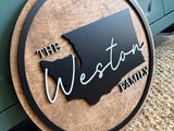 Washington 3-D Family Name Sign 18"- 36" Round