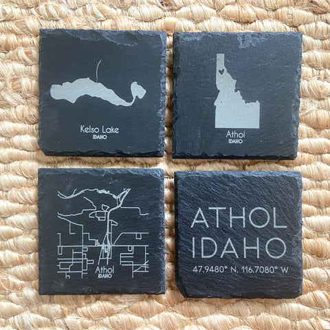 Set of 4 Athol, Idaho Slate Coasters