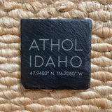 GPS Coordinates - Athol, Idaho Slate Coaster