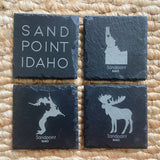 Set of 4 Post Falls, Idaho Slate Coasters