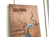 Dog River, Alabama Custom Engraved 3-D Wood Map Wall Hanging