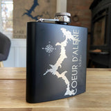 6oz Lake Coeur d’Alene Stainless Steel Flask - personalized engraved flask