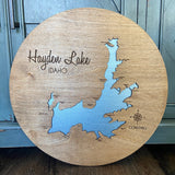 Round Lake Hayden, Idaho Map Custom Engraved 3-D Wood Map Wall Hanging