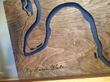 Current River, Missouri Custom Engraved 3-D Wood Map Wall Hanging