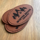 Engraved Oval Hat Patch | Logo Patch | Brown Leatherette