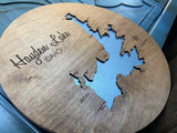 Round Lake Hayden, Idaho Map Custom Engraved 3-D Wood Map Wall Hanging