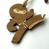Ninja Engraved Wood Christmas Ornament