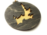 3-D Black and Gold Minimalist Lake Christmas Ornament