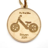 Balance Bike Engraved Personalized Wood Christmas Ornament