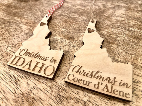 Christmas in Coeur d’Alene, Idaho Wood Ornament