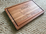 12x18” Thick Cherry Butcher Block with Juice Groove Personalized Engraved Cutting Board