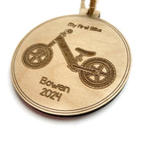 Balance Bike Engraved Personalized Wood Christmas Ornament