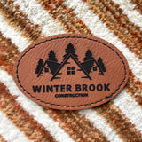 Engraved Oval Hat Patch | Logo Patch | Brown Leatherette