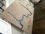 Lake Roosevelt, Washington 3D lake and river engraved wood map