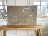 Lake Roosevelt, Washington 3D lake and river engraved wood map