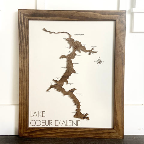 3-D Raised Lake Map of Coeur d'Alene Lake