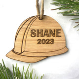 Hardhat Construction Engraved Wood Christmas Ornament