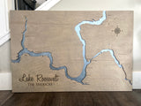 Lake Roosevelt, Washington 3D lake and river engraved wood map