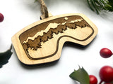 Ski Goggles with Mountains and Trees Silhouette Ornament