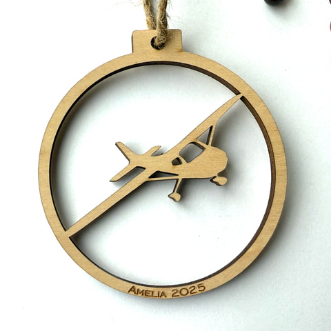 Plane Pilot License Personalized Wood Christmas Ornament