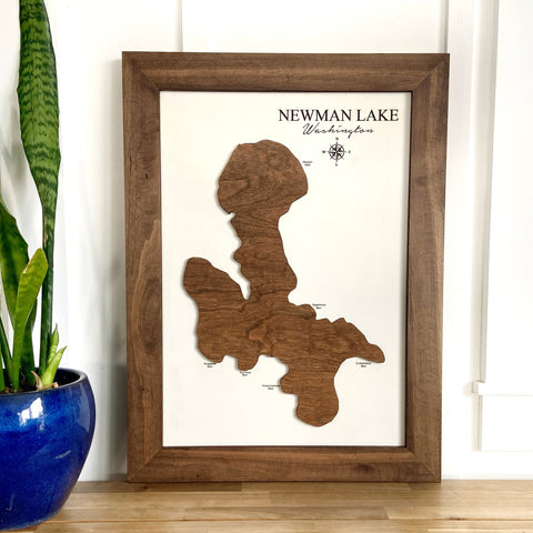 3-D Raised Lake Map of Newman Lake, WA