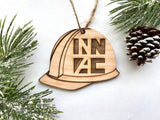 Hardhat Construction Engraved Wood Christmas Ornament