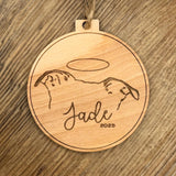 Dog Memorial -  Halo Ears Wood Christmas Ornament