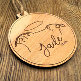 Dog Memorial -  Halo Ears Wood Christmas Ornament