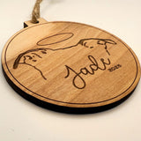 Dog Memorial -  Halo Ears Wood Christmas Ornament