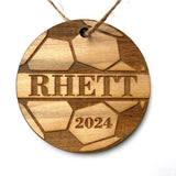 Soccer Personalized Wood Christmas Ornament