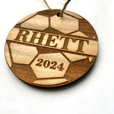 Soccer Personalized Wood Christmas Ornament