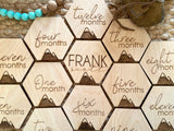 Mountains on Hexagon | Personalized Baby Name Announcement Plaque