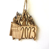 ANNUAL - Dumpster Fire Wood Christmas Ornament