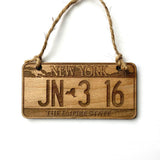 New York License Plate Wood Engraved Ornament by NorthIdahoMade