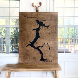 CDA Lake Coeur D'Alene, Idaho Custom Engraved 3-D Wood Map Wall Hanging