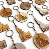 Welcome Home Idaho Engraved Keychain - Wood Engraved