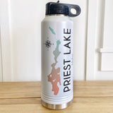 Priest Lake Double walled insulated water bottle with compass 