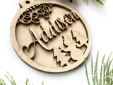 Addison 3-D Personalized Wood Christmas Ornament
