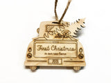 Vintage Christmas Truck Engraved Wood Ornament