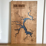 Dog River, Alabama Custom Engraved 3-D Wood Map Wall Hanging